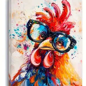 “Quirky Cartoon Dogs Canvas Wall Art” Framed PRINT. 12 X 16, Signed by artist.